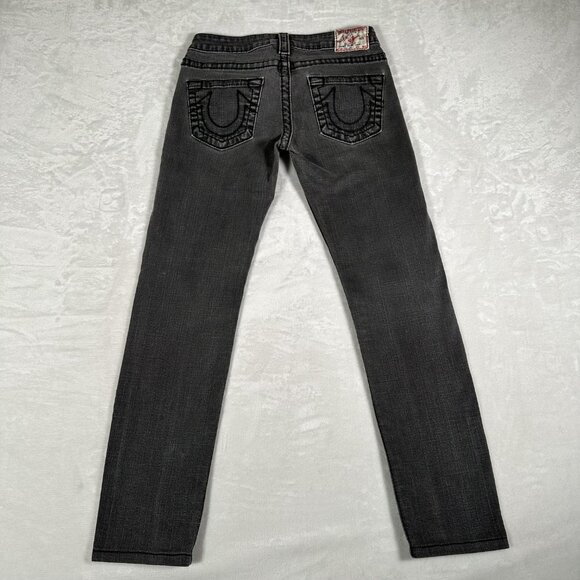 VTG True Religion Jeans Women Size 27 Gray Stella Big T Low Rise Made in USA - Picture 11 of 13